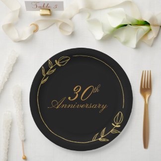 Plato De Papel Personalizes Anniversary with Golden Frame