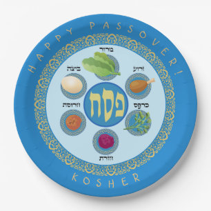 Plato De Papel Pesach Seder Kosher seis diferentes alimentos de p