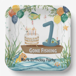 Plato De Papel Pesca 1 cumpleaños