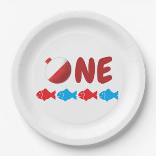 Plato De Papel Pesca 1 cumpleaños