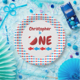 Plato De Papel Pesca 1 cumpleaños