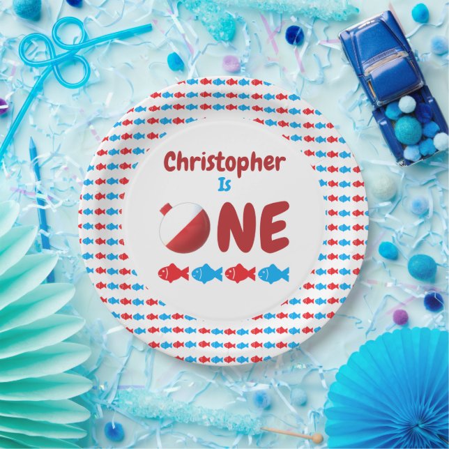 Plato De Papel Pesca 1 cumpleaños (Fiesta)