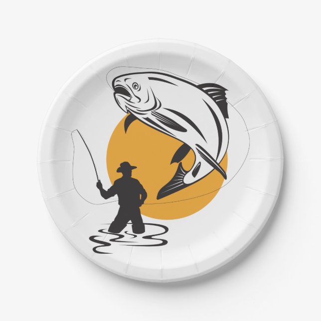 Plato De Papel Pesca de la trucha (Anverso)