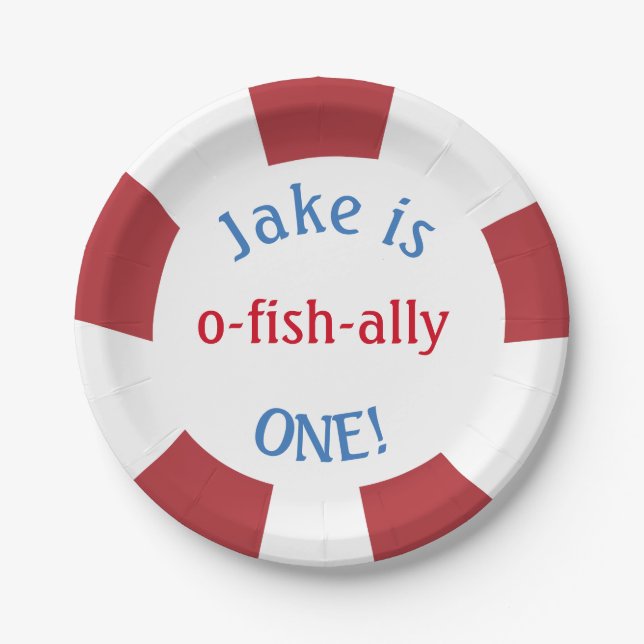 Plato De Papel Pesca de planchas temáticas por cumpleaños (Anverso)