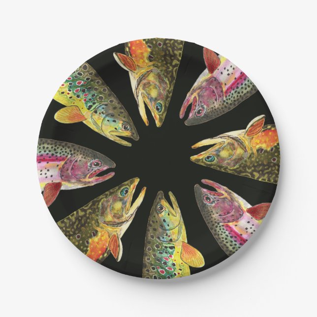 Plato De Papel Pesca de trucha (Anverso)