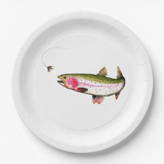 Plato De Papel Pesca de trucha arco iris