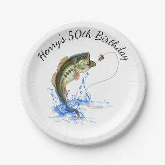 Plato De Papel Pesca en barbecho 50 Placas de papel de cumpleaños