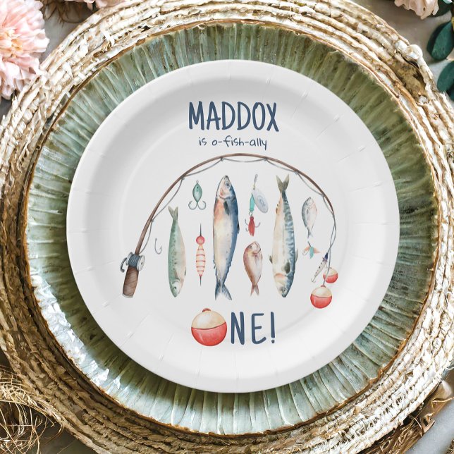 Plato De Papel Pesca O-Fish-Ally El Gran Niño Azul Cumpleaños (Subido por el creador)