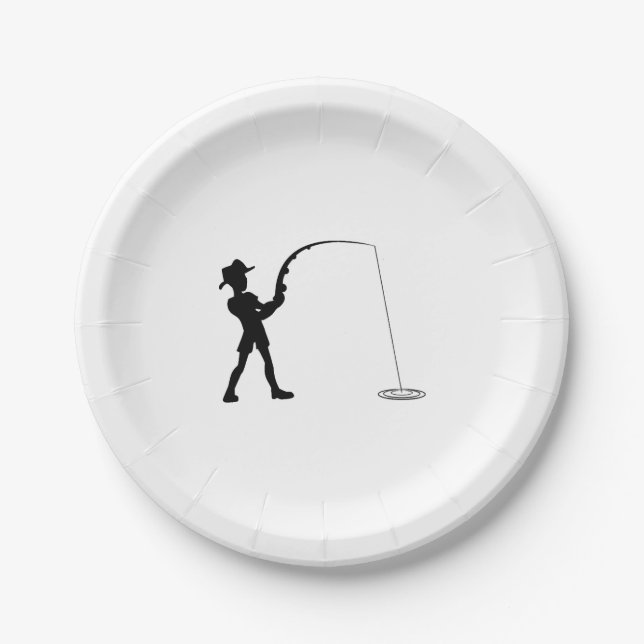 Plato De Papel Pesca Pescador (Anverso)