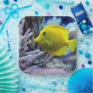 Plato De Papel Pescado amarillo