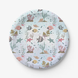 Plato De Papel Pescado Bajo El Mar