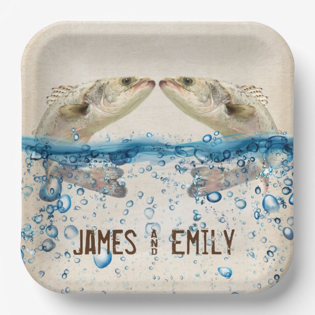 Plato De Papel Pescado boda en el agua (Anverso)