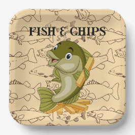 Plato De Papel Pescado con Patatas Fritas