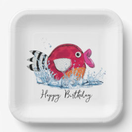 Plato De Papel Pescado De Cumpleaños En El Agua