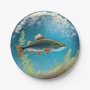 Plato De Papel Pescado de trucha arco iris