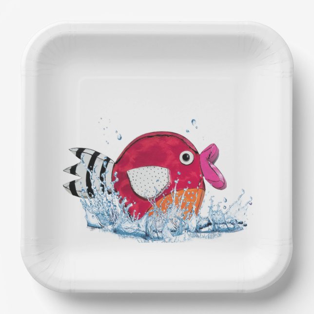Plato De Papel Pescado En Agua (Anverso)