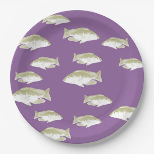 Plato De Papel Pescado morado