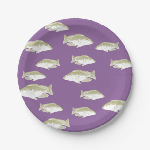 Plato De Papel Pescado morado