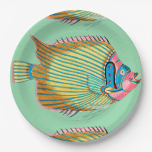 Plato De Papel Pescados imaginarios con el francés