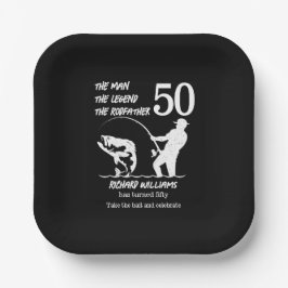 Plato De Papel Pescando la leyenda Rodfather cumpleaños número 50