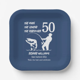 Plato De Papel Pescando la leyenda Rodfather cumpleaños número 50