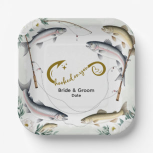 Plato De Papel Pescando  Tema de boda para amantes de la pesca  P