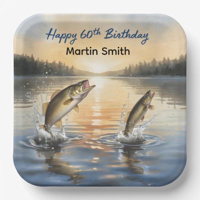 Plato De Papel Pescar cumpleaños 60 cumpleaños 60 (Anverso)