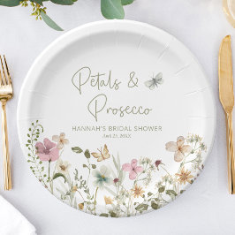 Plato De Papel Petales y ducha de flores silvestres de Prosecco