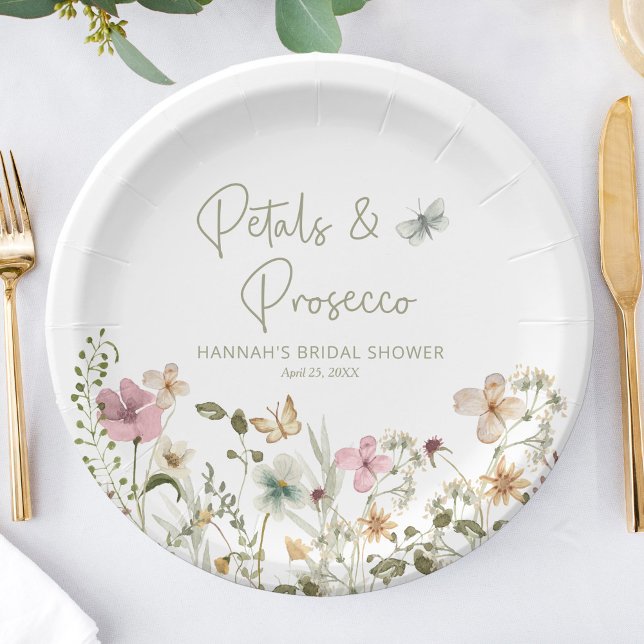 Plato De Papel Petales y ducha de flores silvestres de Prosecco (Subido por el creador)