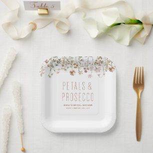 Plato De Papel Petales y ducha de flores silvestres de Prosecco