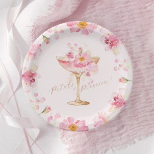 Plato De Papel Petales y ducha de novia floral Prosecco