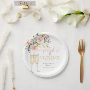 Plato De Papel Petales y ducha de novia Prosecco