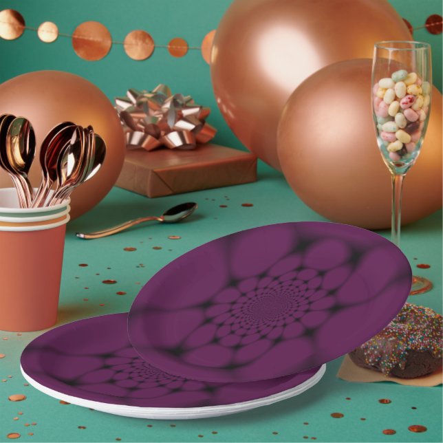 Plato De Papel Pétalo de mariposa negra púrpura (Multi)