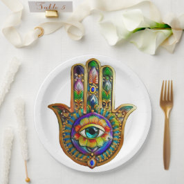 Plato De Papel Pétalos de flores de color Turquesa Tercer Ojo Ham