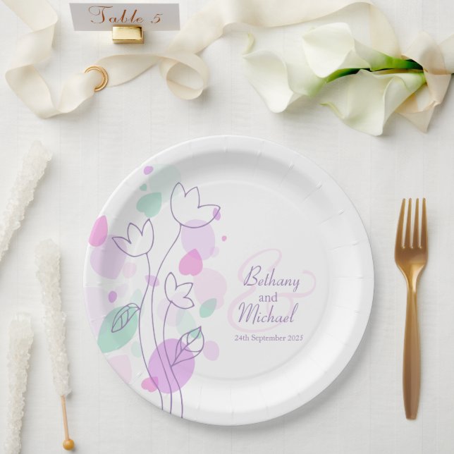 Plato De Papel pétalos de flores de confeti boda placa de papel p (Boda)