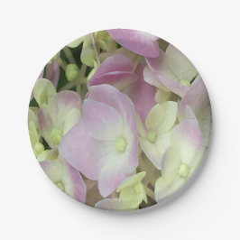 Plato De Papel Pétalos de hidrangea rosados y blancos antiguos y 
