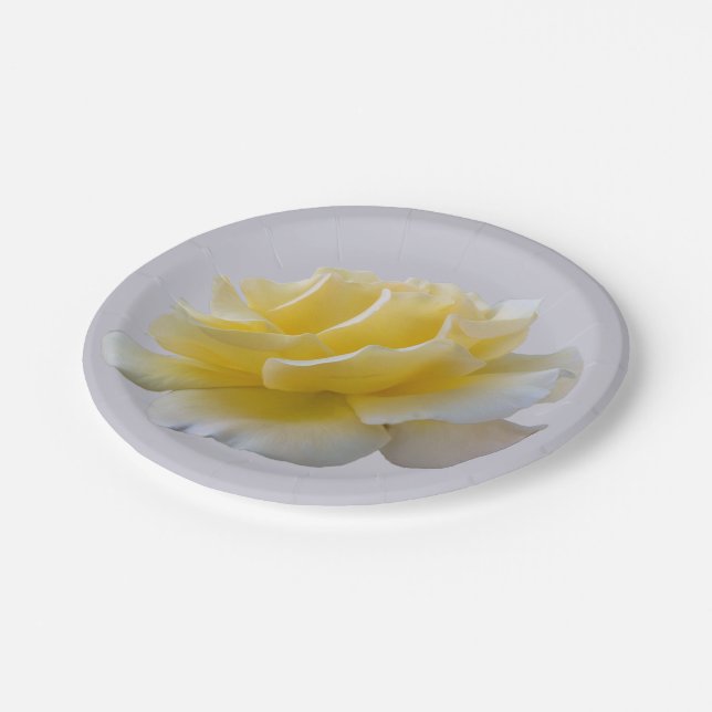 Plato De Papel pétalos de rosa amarilla (Angular)