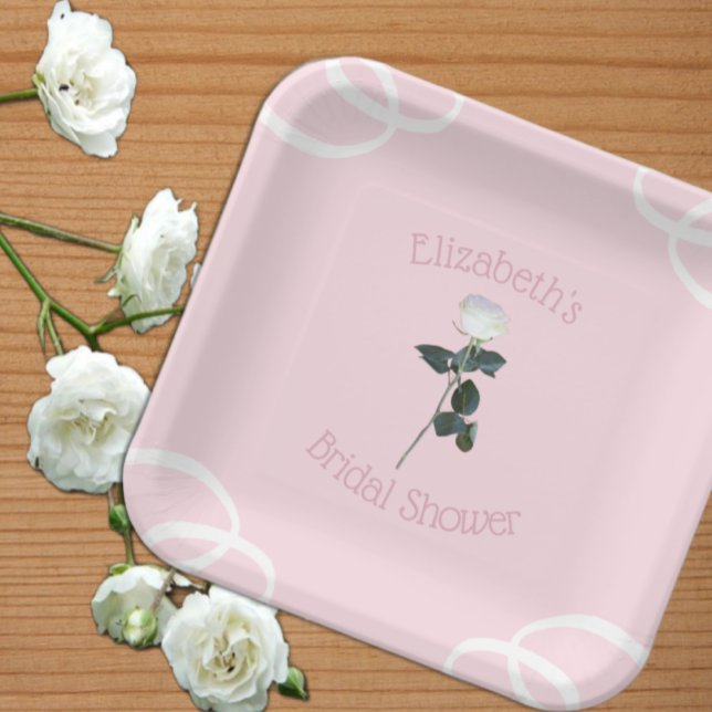 Plato De Papel Petalos de Rosa Blanca Rosa Despedida de Soltera (Subido por el creador)