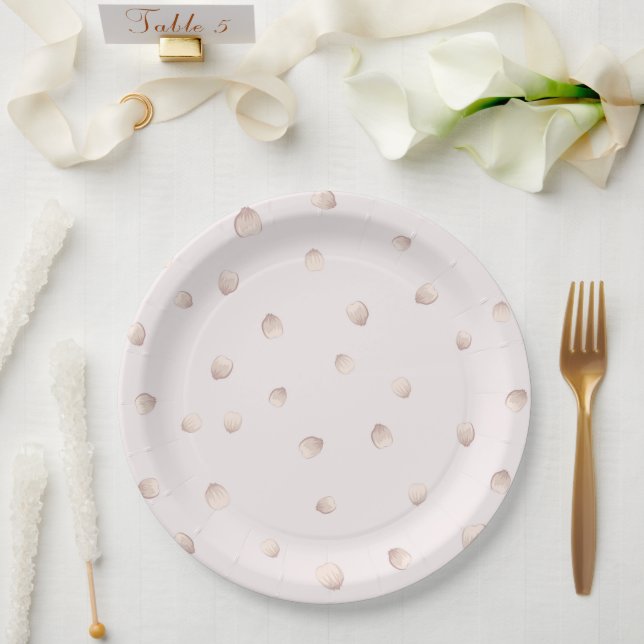 Plato De Papel pétalos rosados de dispersión hermosa (Boda)