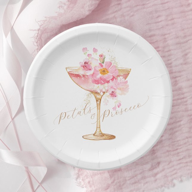 Plato De Papel Pétalos rosados y brindis de Prosecco Floral Desay (Subido por el creador)