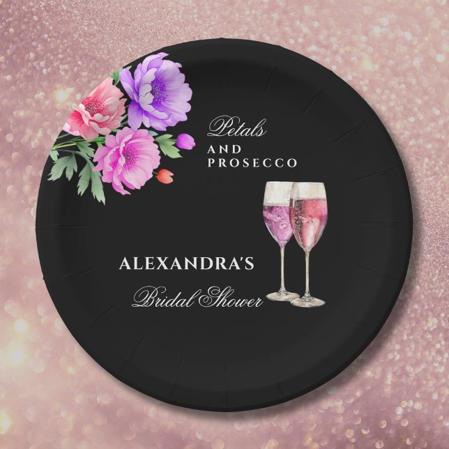 Plato De Papel Pétalos rosados y ducha de novias Peony Prosecco (Subido por el creador)