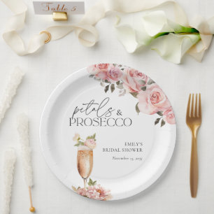 Plato De Papel Pétalos y Prosecco Desayuno Nupcial Floral