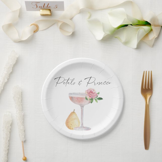 Plato De Papel Pétalos y Prosecco - despedida de soltera (Boda)