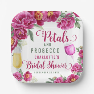 Plato De Papel Pétalos y Prosecco Fiesta Nupcial Floral Rosa Bril