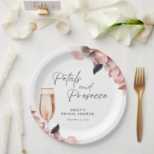 Plato De Papel Pétalos y Prosecco Floral Desayuno de Boda
