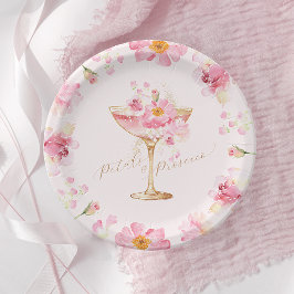 Plato De Papel Pétalos y Prosecco Floral Despedida de Soltera