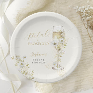 Plato De Papel Pétalos y Prosecco Flores Silvestres Despedida de 