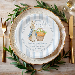Plato De Papel Peter rabbit dusty rayas azules bebé personalizado