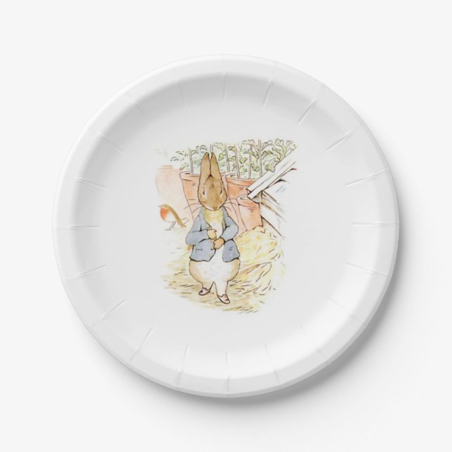 Plato De Papel Peter Rabbit en el jardín (por Beatrix Potter) (Anverso)