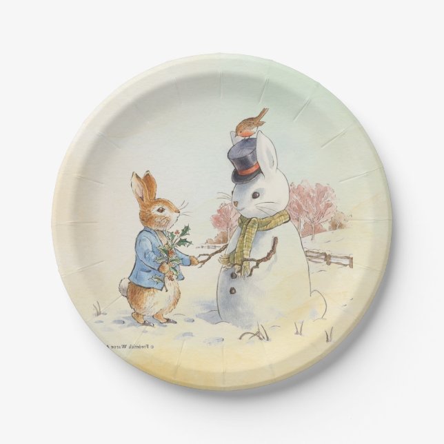 Plato De Papel Peter Rabbit (hombre de nieve) (Anverso)